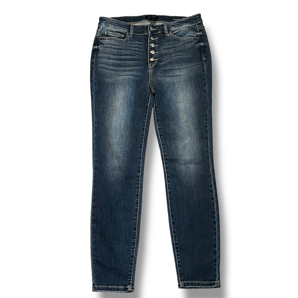 Judy Blue Skinny Jeans Size 15/32 Exposed Button Fly High Rise Stretch Denim